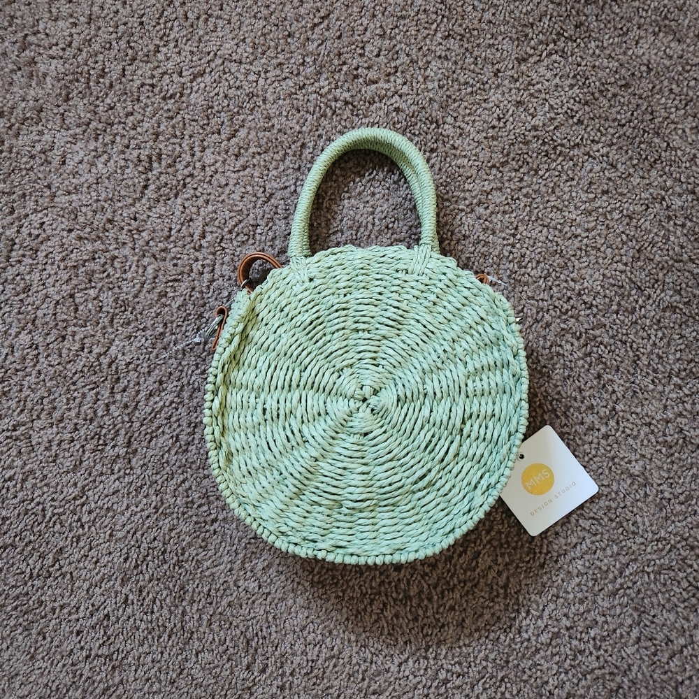 Mint Green Wicker Handbag